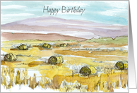 Happy Birthday Favorite Farmer Hay Bales Field card