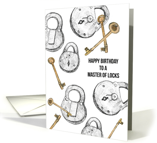Happy Birthday Locksmith Padlocks Skeleton Keys card (1898152)