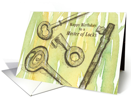 Happy Birthday Locksmith Skeleton Keys Green card (1898156)