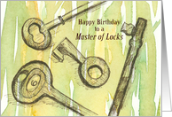 Happy Birthday Locksmith Skeleton Keys Green card