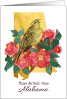 Happy Birthday from Alabama Camellia Flower Bird card