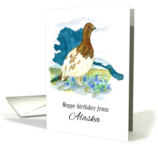 Happy Birthday from Alaska Forget Me Not Ptarmigan card (1899312)