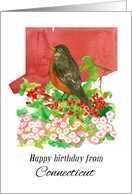 Happy Birthday from Connecticut Robin Mountain Laurel card