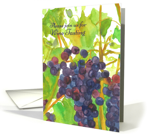 Wine Tasting Party Invitation Grapes On The Vine Watercolor card