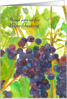 Wine Tasting Party Invitation Grapes On The Vine Watercolor card