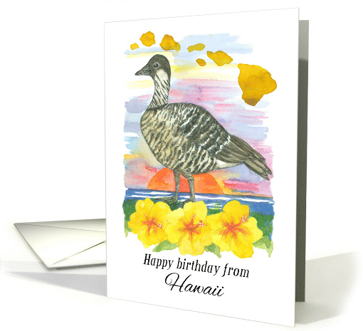 Happy Birthday from Hawaii Islands Goose Hibiscus card (1899832)