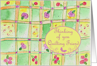 Thinking of You Quilting Friend Roses Butterfly Yellow Green card