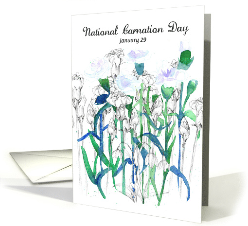 National Carnation Day January 29 Blue Flowers card (1900380)