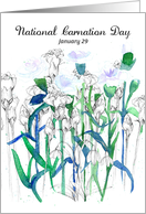 National Carnation Day January 29 Blue Flowers card