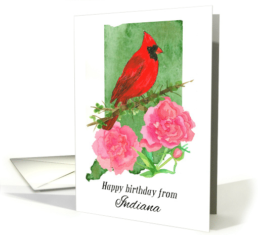 Happy Birthday from Indiana Cardinal Peony Flowers card (1900714)