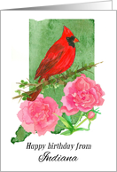 Happy Birthday from Indiana Cardinal Peony Flowers card
