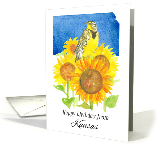Happy Birthday from Kansas Meadowlark Sunflowers card (1901078)