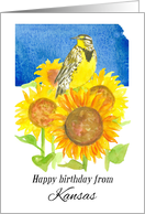 Happy Birthday from Kansas Meadowlark Sunflowers card