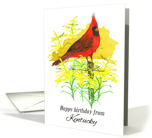 Happy Birthday from Kentucky Cardinal Goldenrod card (1901084)