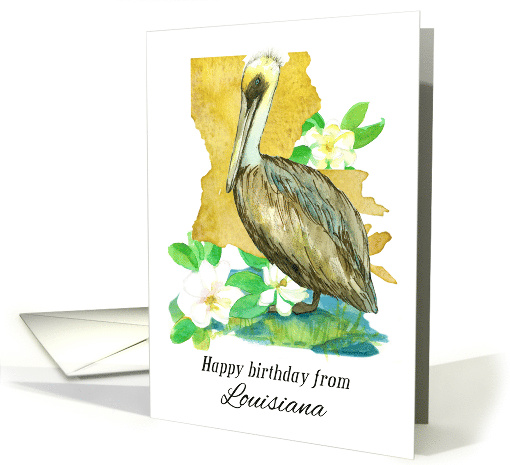 Happy Birthday from Louisiana Pelican Magnolia card (1901088)
