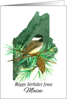 Happy Birthday from Maine Chickadee Pinecone card