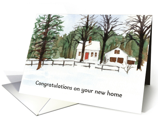 Congratulations New Country Home Winter Snow Trees card (1902252)