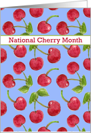 National Cherry Month February Red Fruit Blue card