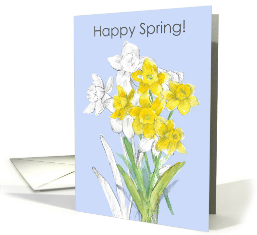 Happy Spring Daffodil Yellow Flower Garden card (1903074)