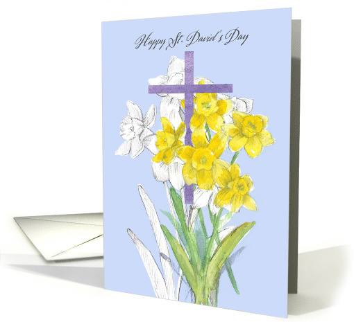 Happy Saint David's Day Daffodils Spring Flower Cross card (1903078)
