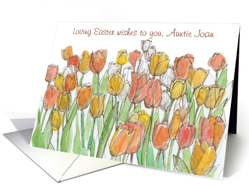 Happy Easter Auntie Joan Tulip Flowers Custom card (1904066)