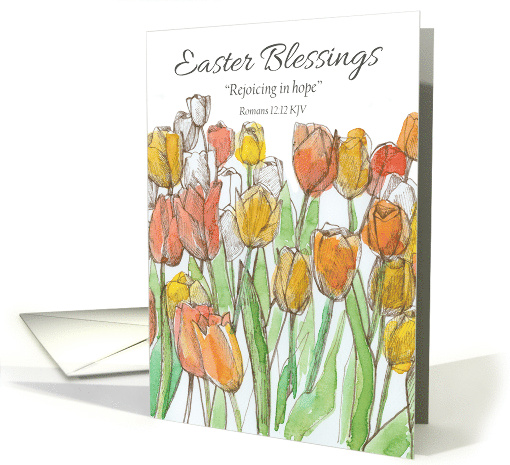 Easter Blessings Hope Romans Scripture Tulips card (1904068)