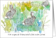 Happy Easter Friend Like a Son Cottontail Rabbits Custom card