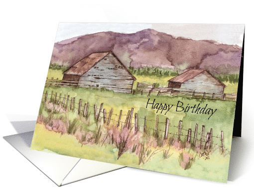 Happy Birthday Rustic Barn Farm Ranch Landscape card (1906318)