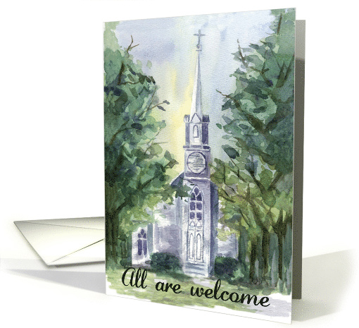 Welcome To Church Religious Worship Watercolor card (1909042)