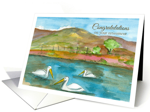 Congratulations On Your Retirement Stork Birds Desert Landscape card