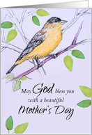 Happy Mother’s Day God Bless You Goldfinch Bird card