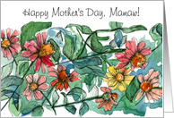 Happy Mother’s Day Mamaw Red Zinnia Flowers Custom card