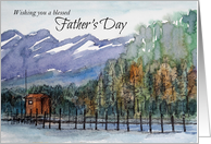 Happy Father’s Day Mountain Lake Trees card