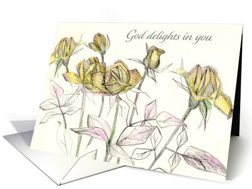 God Delights in You Happy Birthday Yellow Roses card (1919098)