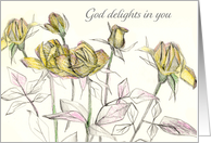 God Delights in You Happy Birthday Yellow Roses card