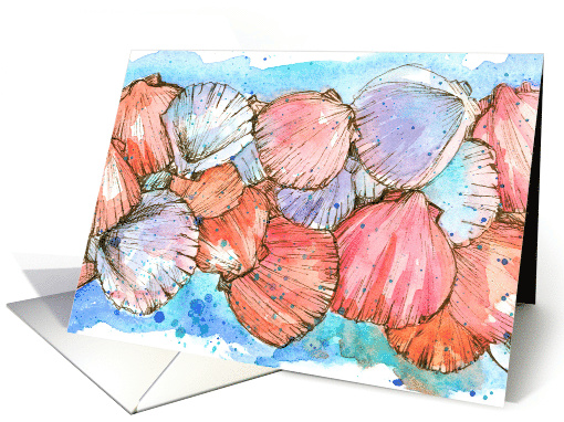 Seashells Clam Shell Ocean Beach Spatter Blank card (1919230)