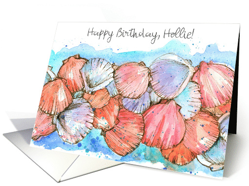 Happy Birthday Seashells Ocean Beach Spatter Custom card (1919244)