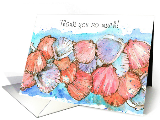 Thank You Seashells Ocean Beach Spatter Custom card (1919250)