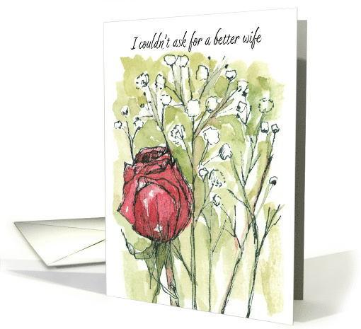 Happy Anniversary Wife Red Rose Baby's Breath Flower card (1920862)