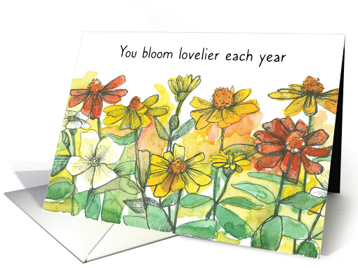Birthday You Look Lovelier Each Year Flowers card (1921112)