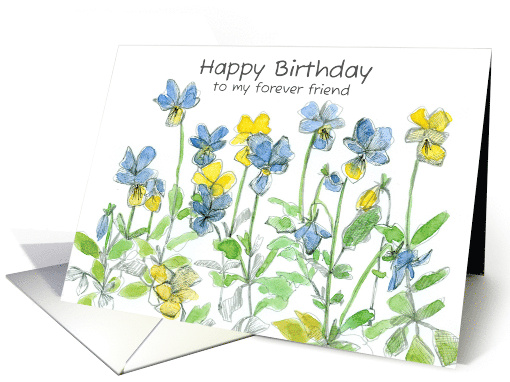 Happy Birthday Forever Friend Pansy Flowers card (1924576)