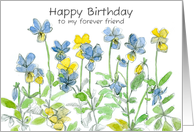 Happy Birthday Forever Friend Pansy Flowers card