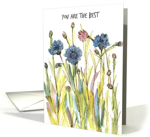 Thank You Are The Best Blue Bachelor Buttons Flowers card (1925912)