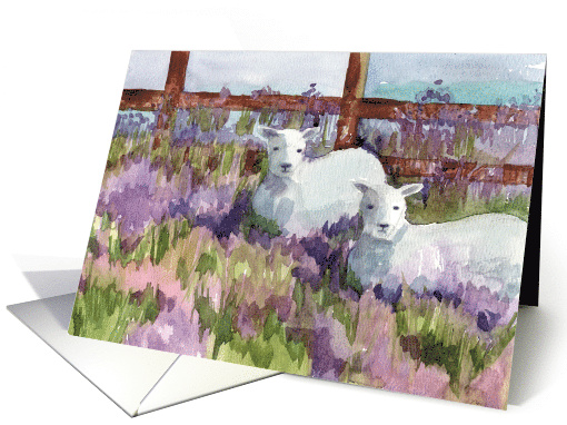 Happy Birthday Religious Lambs Lavender Field card (1929758)