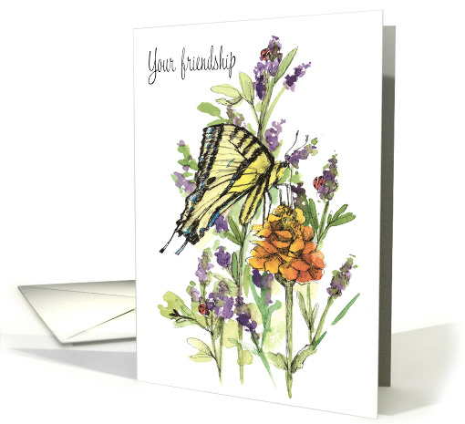 Friendship Garden In My Heart Butterfly Flowers card (1930958)