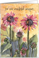 Happy Birthday Caregiver Pink Coneflowers Watercolor card