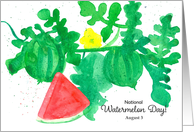 National Watermelon Day August 3 Watercolor Spatter card