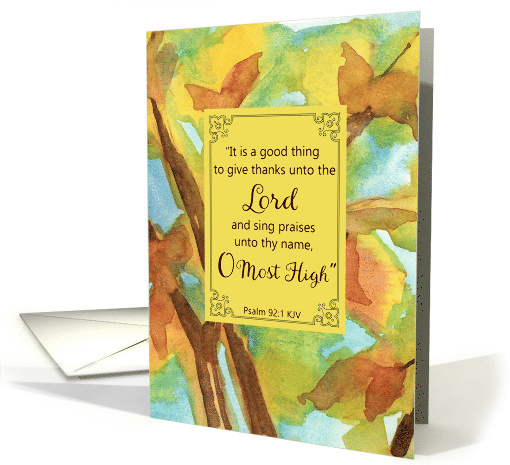 Happy Thanksgiving Scripture Psalm Fall Leaves Watercolor card