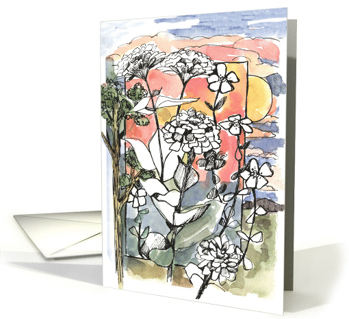 Have A Nice Day Thinking of You Sunset Flowers card (1940690)