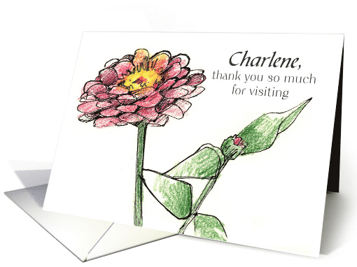 Thank You For Visiting Zinnia Flower Custom Name card (1941540)